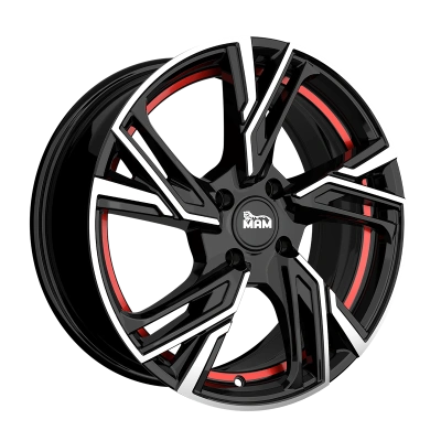MAM Wheels RS5 Black Front Polish Red Inside 6.5x16 ET 37 4/108 | Alufelge kaufen - Große Auswahl an Felgen für Autos | Alfa Cars