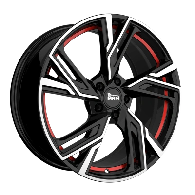 MAM Wheels RS5 Black Front Polish Red Inside 7x16 ET 38 5/100 | Alufelge kaufen - Große Auswahl an Felgen für Autos | Alfa Cars
