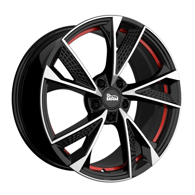MAM Wheels RS6 Black Front Polish Red Inside 7x16 ET 38 5/108 | Alufelge kaufen - Große Auswahl an Felgen für Autos | Alfa Cars