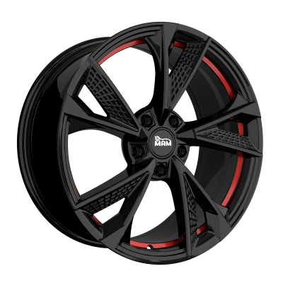 MAM Wheels RS6 Black Painted Red Inside 8.5x19 ET 45 5/108 | Alufelge kaufen - Große Auswahl an Felgen für Autos | Alfa Cars