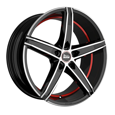 MAM Wheels OX-18 Black Front Polish Red Inside 8.5x19 ET 45 5/112 | Alufelge kaufen - Große Auswahl an Felgen für Autos | Alfa Cars